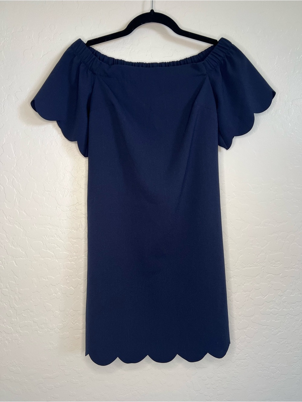 Banana Republic Navy Off The Shoulder Scallop Hem Dress
